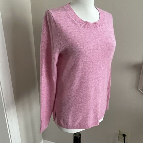 J Crew 100% Cashmere Pullover Sweater S Pink Crewneck Preppy quiet luxury - Picture 8 of 8